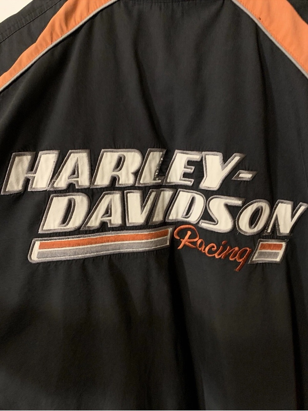 Vtg Harley Davidson Racing Mens Sz 2XL Button Down Shop Work Mechanic Shirt